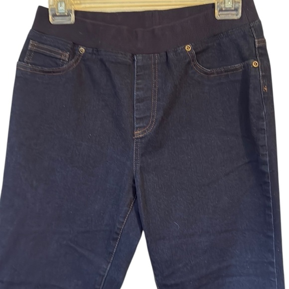 🌹 BOSTON PROPER ELASTIC BAND WAIST BOOT DARK WASH JEANS - Picture 2 of 7